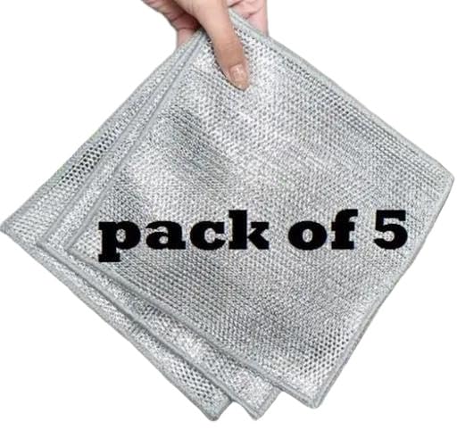 Multipurpose Wire Dishwashing Rags for Wet and Dry Stainless Steel Scrubber Non-Scratch Wire Dishcloth for Washing Dishes Sinks Counters Easy Rinsing Machine Washable Pack of 5 AAD-P259-image-35