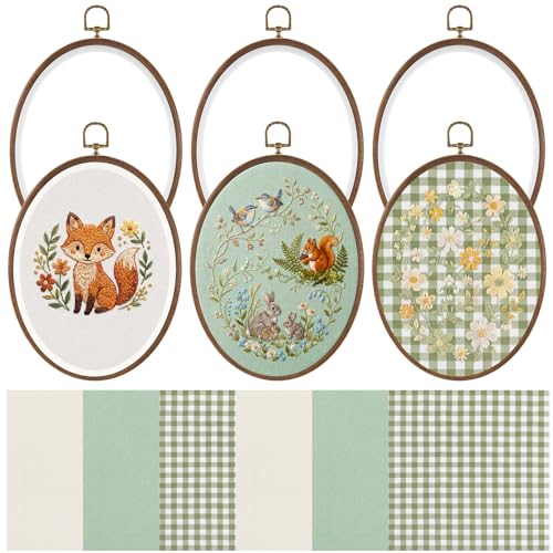 12 Pcs Decorative Embroidery Hoop with Fabric, Sage Green, 9.3"X 6.8"
