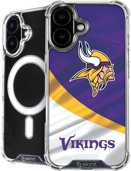 Skinit Phone Case Compatible with MagSafe iPhone 16 - Officially Licensed NFL Minnesota Vikings Double Vision Design