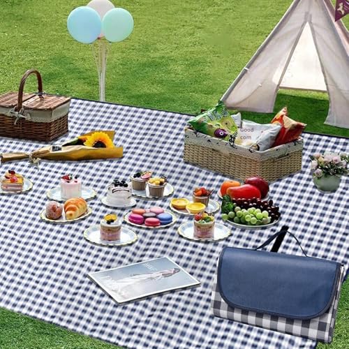 DAZZTIME Manta de Pícnic,Manta de Camping 200x200cm,Gran Alfombra,Extra Grande Esterilla Playa Antiarena,Plegable Portátil Alfombra Picnic Exterior,Lavable a Máquina con Asa de Transporte
