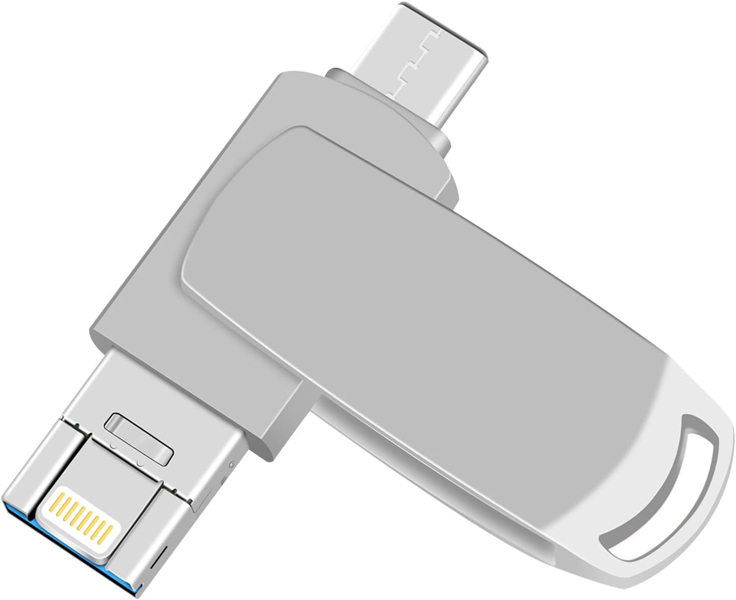 Necomi USB Flash Drive, Dual Drive, 32GB Fast Speed Flash Stick Memory Stick External Storage Compatible for iPhone/PC/iPad/More Device (Silver) 32-PG