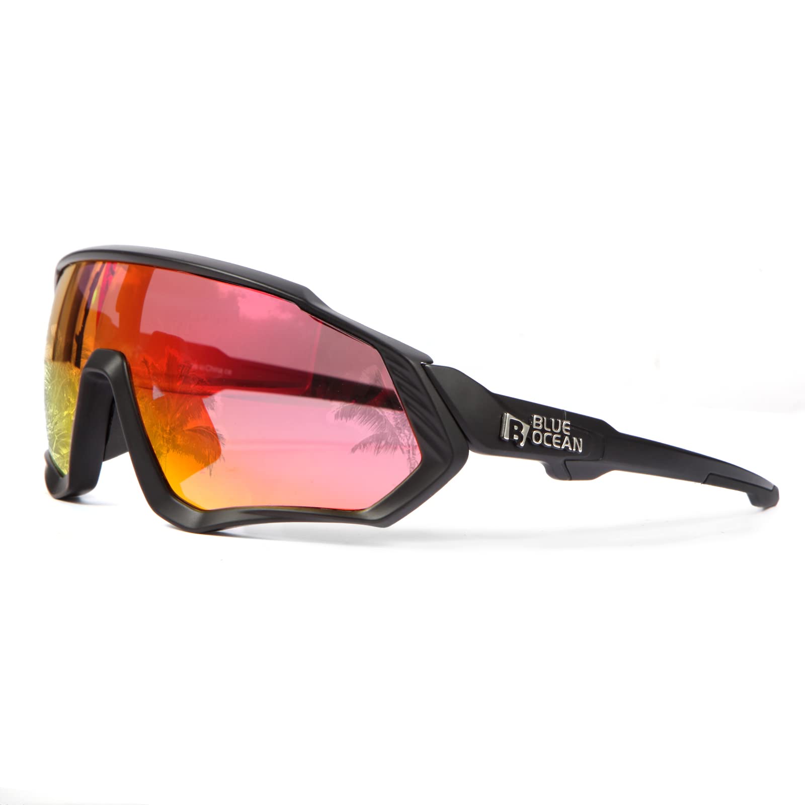 B BLUE OCEAN Gafas de Ciclismo, con 5 Lentes Intercambiables. UV400 Polarizadas para Hombres y Mujeres. Gafas de Sol Deportivas, Apto para Ciclismo,Escalada,Running,Senderismo,Conducción