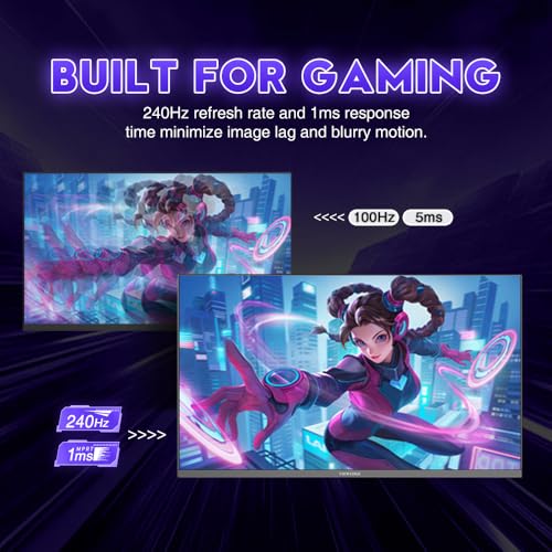Image of Viewedge Gaming Monitor 27 inch 240 Hz 1ms FHD 1920x1080 Computer Monitor | 100% sRGB HDR10 HDMI x 2 & DP x 1 Port, Blue Light Filter, Support AdaptiveSync and Wall Mount