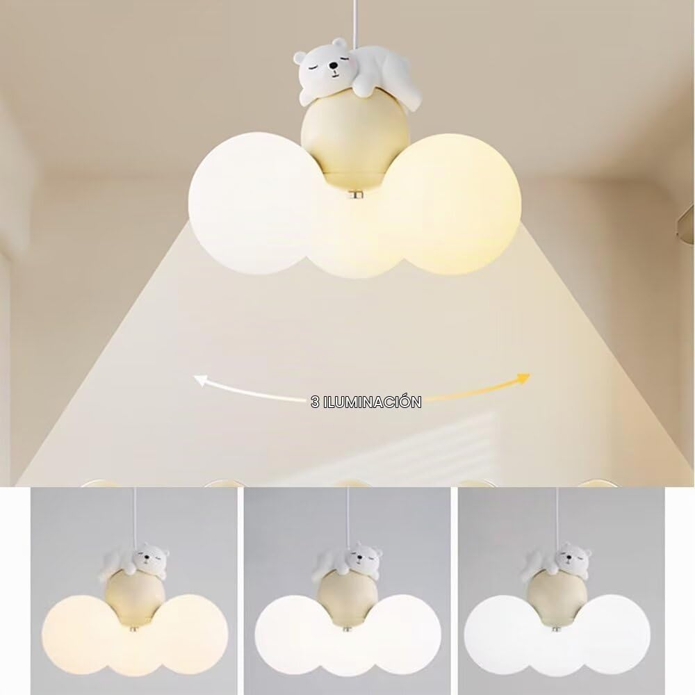 LED Oso Durmiente Luz Colgante Globo De Dibujos Animados Luz De Techo Lámpara Colgante Lámpara De Techo Luna Colgante Accesorio De Iluminación Para Dormitorio, Habitación De Niños