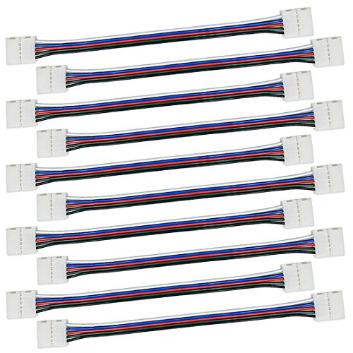 Liwinting 10 Piezas 5 Pin 17cm Cable de Conector para 10mm de Ancho SMD 5050 RGBW RGBWW LED Tira de Luz, Adaptador de Esquina de Conector para Conectar 2 Tiras de LED
