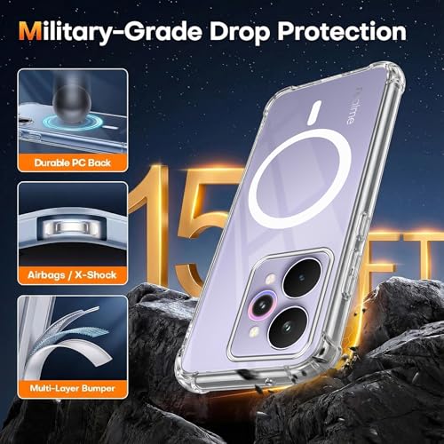 Image of Jkobi Shockproof Crystal-Clear Back Cover for Realme 15 Pro (Magsafe Wireless Support | Drop & Camera Protection | Hard Polycarbonate)