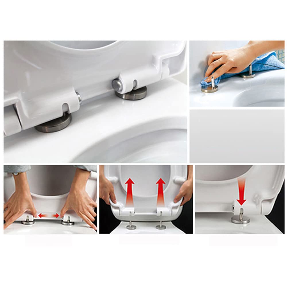 SEIWEI 2pcs Toilet Seat Hinges Quick Release Fixings - Stainless Steel & Plastic, 55mm, Silver/White/Black