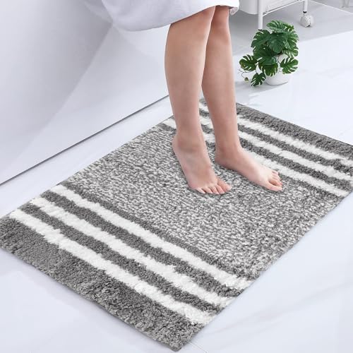 2 Teilig Badematten Set, Ultra Dicker Badteppich Set, Badvorleger Badezimmerteppich, Badezimmerteppich Vorleger Saugfähige rutschfeste Badteppich Waschbar Badvorleger (Dunkelgrau) – Bild 5
