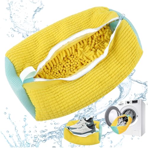 TOGETDREAM Shoe Washing Machine Bag, Polyester Nylon, Yellow, 17.1 x 7.2 inches, Zipper Closure, Trainer Washing Machine Bag, Shoe Cleaning, Storage Bag