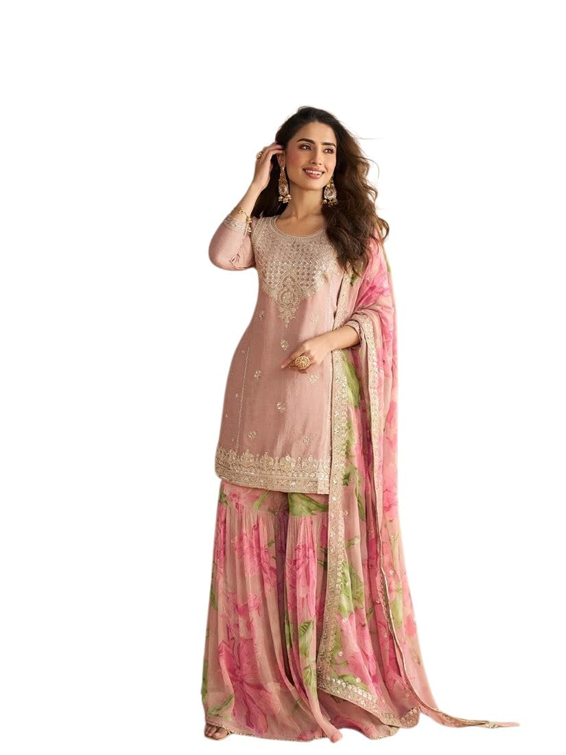 vansora Women’s Embroidery Work Straight Kurta with Printed Sharara & Dupatta Set | Stylish Ethnic Outfit for Occasion Wear-picture-18