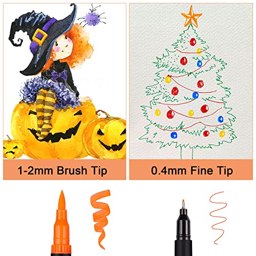 Swemos Markers For Adult Coloring Book, 24 Colors Art Markers Set Dual Tip Brush Pen, Coloring Markers Fine Point Kids Artist Drawing Paintings Diaries Journaling Art Projects Art Supplies With Case #TOP1