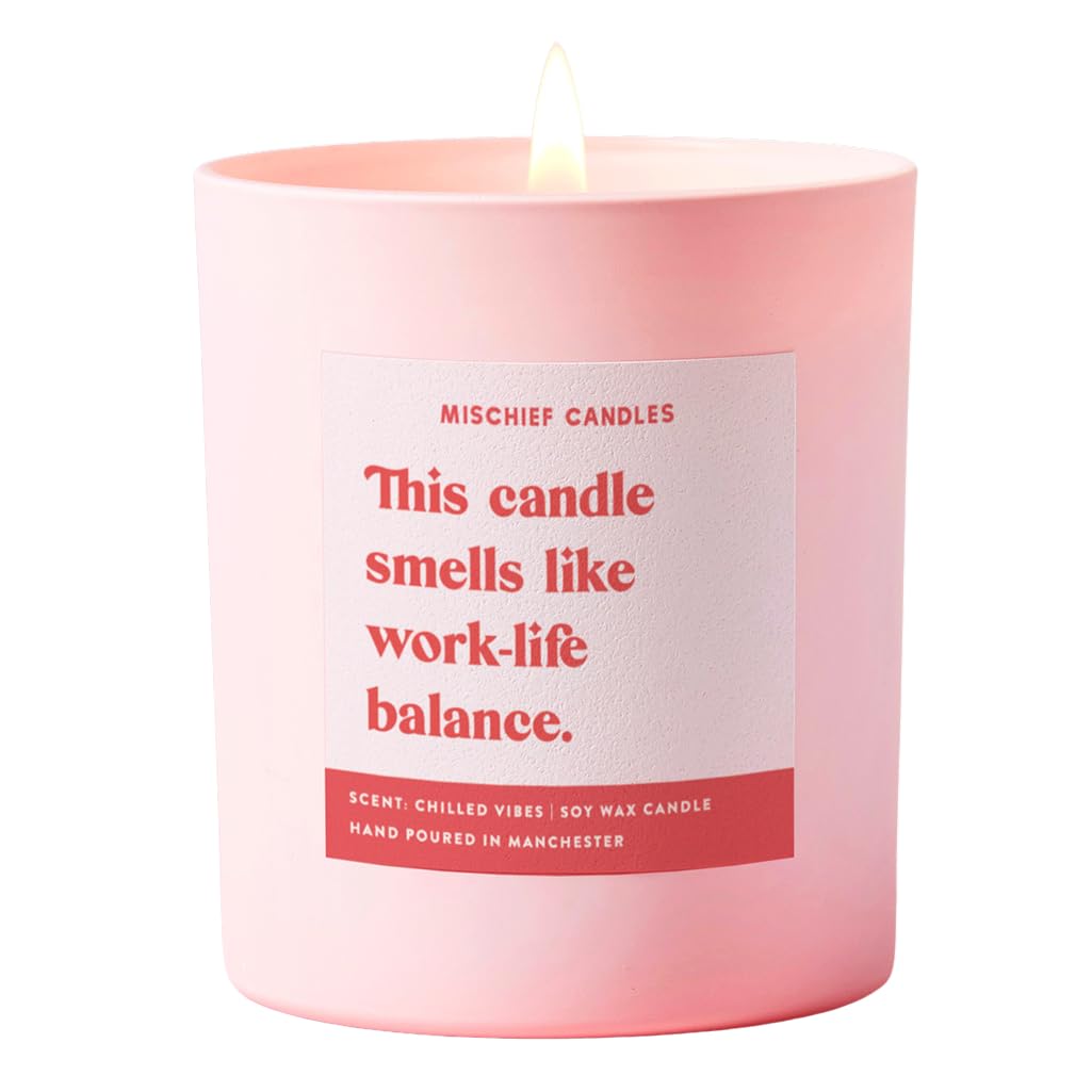 Funny Friendship Gift for Her Friend Gifts Scented Soy Wax Pink Candle (Smells Like Work-Life Balance)
