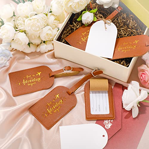 Image of Amylove Bulk Luggage Tags Wedding Favors Adventure Begins Luggage Tags for Guests Travel Tag for Suitcase Bridal Gift 24 Pack