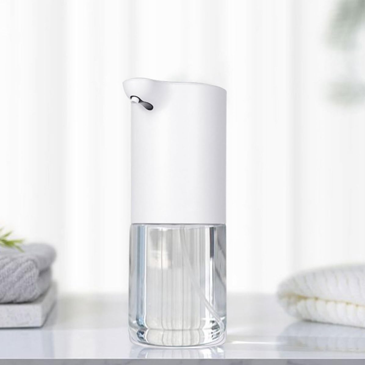 Dispensador Automático de Jabón Líquido Abs por Inducción Infrarroja 320ml Blanco, sin Contacto, sin Batería, para Baño y Aseo de Oficina