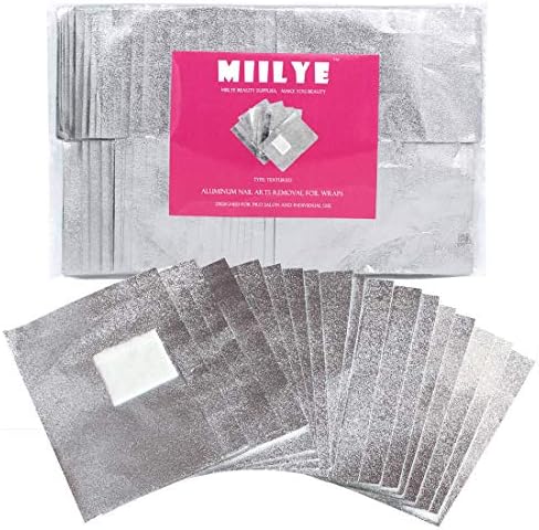 MIILYE Nail Polish Remover Foil Wraps for Acrylic/Dip Powder/UV/Gel/Polish Varnish Soak-off Removal, with Pre-attached Lint Free Pad (100x Gel Nail Polish Remover Wraps)