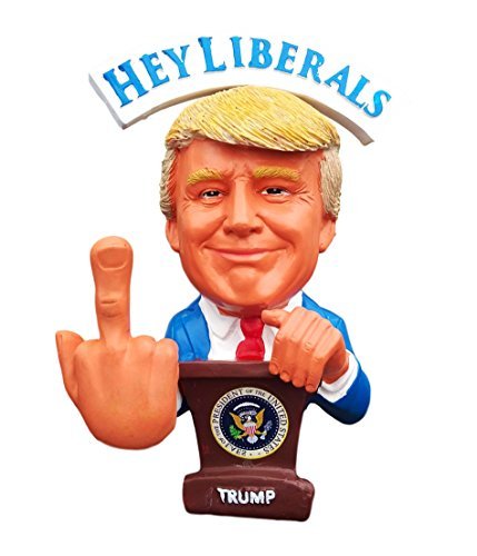 BobbleFingers Donald Trump Doll - This Bobblehead Trump Has A Bobbling Middle Finger instead of head - F. . U " MEDIA / Liberals "