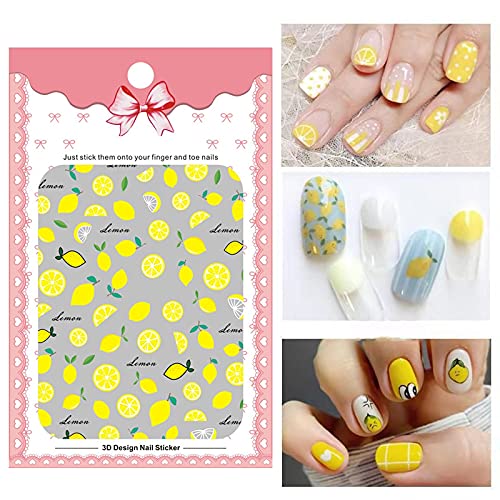 1Pc Arancione Limone Design Unghie Stickers