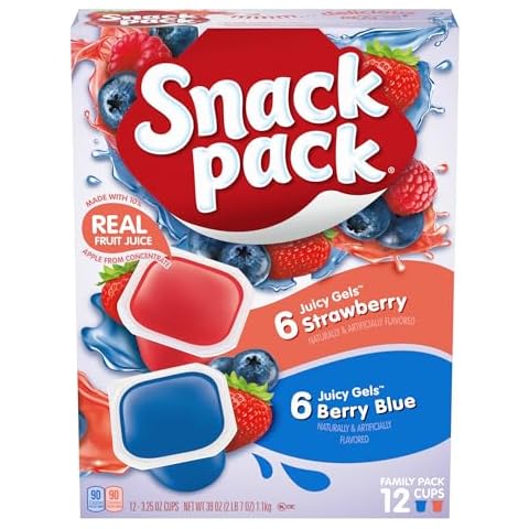 Snack Pack Strawberry & Berry Blue Flavored Juicy Gels, 12 Count Snack Cups Cover