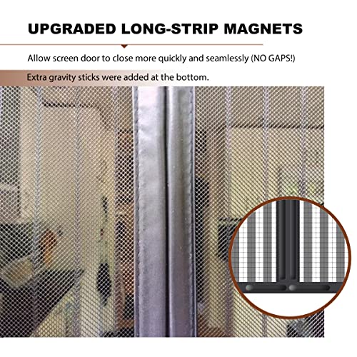 Magnetic Screen Door, [Upgraded Version] Fiberglass Patio Door Mesh Curtain Keeps Bugs Out with Bilateral Fixed Buckle Design - Pet & Kid Friendly, 38” x 82” - Thumbnail 4