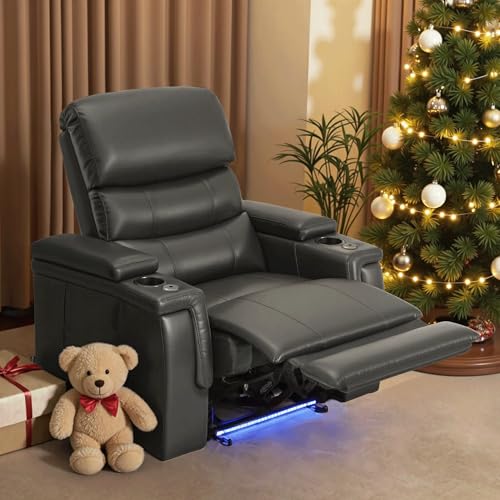 Sillón reclinable eléctrico gris con soporte lumbar miniatura 2