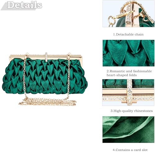 Image of Classic Satin Clutch Bag Diamante Embellished Formal Evening Handbag for Wedding Prom Party Purses