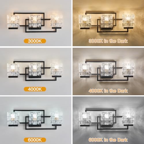 Image of Bathroom Light Fixture Vanity Lighting Fixtures Over Mirror 3 Lights Matte Black Wall Mount Metal Hardwired Bedroom Wall Scone