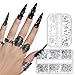 12 Grids 3D Mini Metal Punk Nail Charms Gothic Nail Art Studs Kit, Mixed Sizes Silver Black Cone Spikes Alloy Rivets Jewelry Steel Balls Jewels for Halloween Goth Women DIY Crafts Manicures Decoration