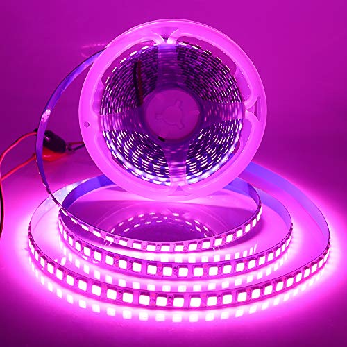 XUNATA 16.4ft LED Flexible Light Strip, 600 Units SMD 5054 LEDs(5050 Upgraded), 12V DC Waterproof IP67 Light Strips, LED Ribbon, DIY Christmas Home Kitchen Indoor Party Decoration (Pink)