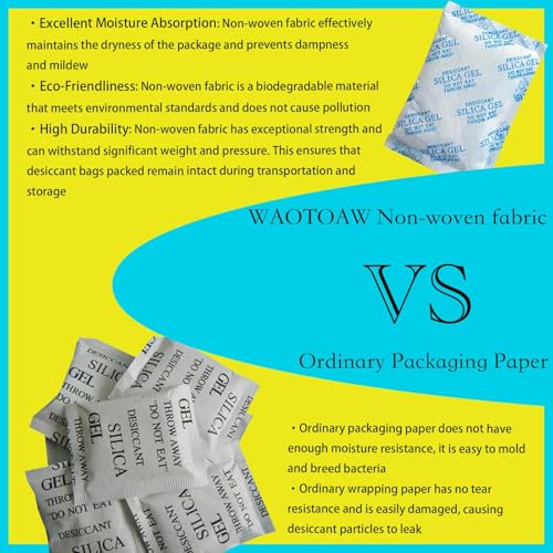 Image of 50g Silica Gel Desiccant Packets (10 Packs), Humidity Moisture Absorbers | Rechargeable Desiccant Bag for Home First Aid Kits; Moisture Control Dehumidifier Packs for Storage; Tear-resistant Packaging