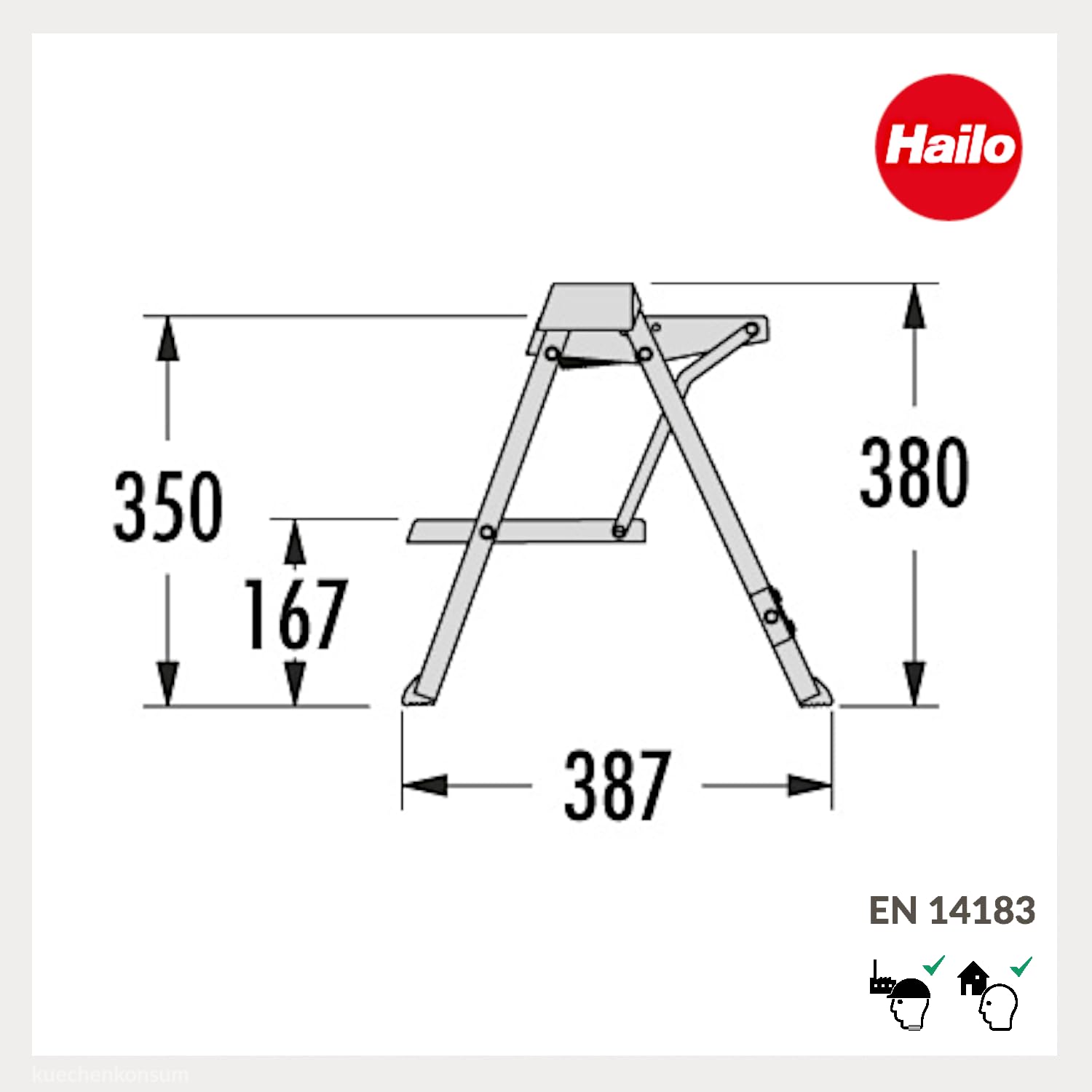 Hailo Stepfix 4410001 Stepfix 3.Generation - Escalera Plegable (2 peldaños, compacta y Segura, Antideslizante, Capacidad de Carga hasta 150 kg, Estable y fácil de Plegar)