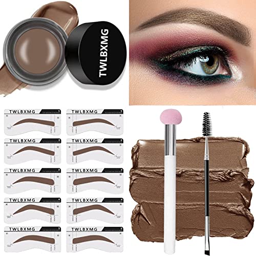 Eyebrow Stamp Stencil Kit Waterproof Lasting, Eyebrow Stamp Eyebrow Stencils Kit Reusable, Easy To Apply 1 Minute For Brow Coloring, Shaping Stamp Kit Eye Brows Stencil Kit For Women Makeup (Soft Brown)