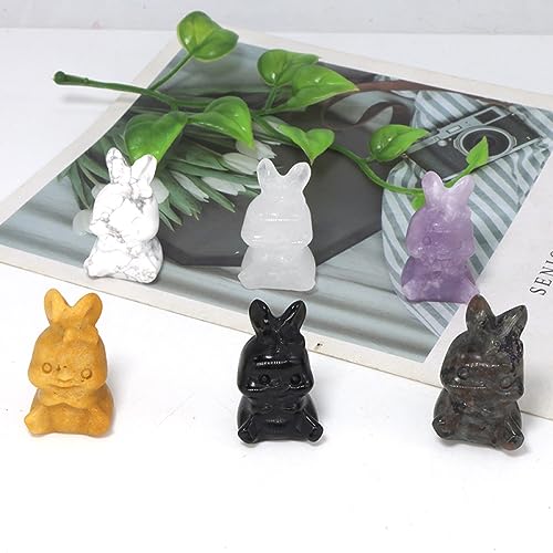 Figuritas de conejo talladas en cristal natural, decoración zen y lepidolita para el hogar 4