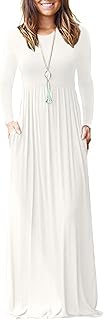MISFAY Women's Long Sleeve Loose Plain Maxi Dresses Casual Long Dresses with Pocket