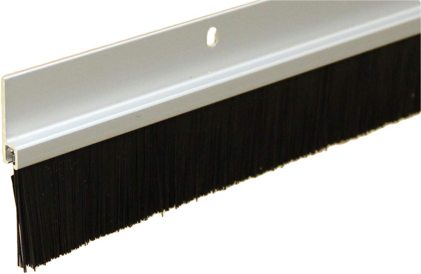 Heavy Duty Clear Anodized Brush Sweep Door Sweep for Gaps Up to 2" (4 FT Long)
