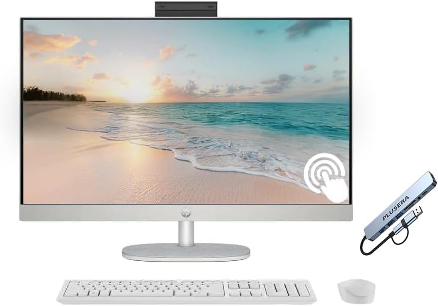 HP 27' FHD Touchscreen All-in-One Desktop Computer, Quad-Cores Ryzen 5 7520U, 16GB RAM 2TB SSD,...