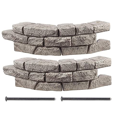 RTS Home Accents Rock Lock Interlocking Landscape Edging and Border System, Curved Section With Spikes, 2.5 Feet Long (Pack of 2)