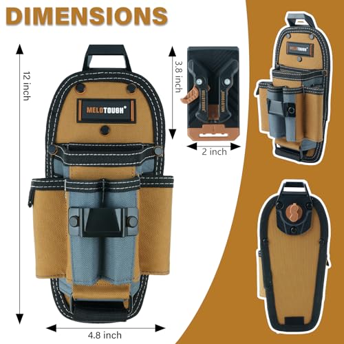 Image of MELOTOUGH 7-Pocket Technician Pouch-Small Pocket Tool Belt Pouch with Belt Clip,Clip on Larger Pockets & Loop, Clip on-Tool Holder Accessory