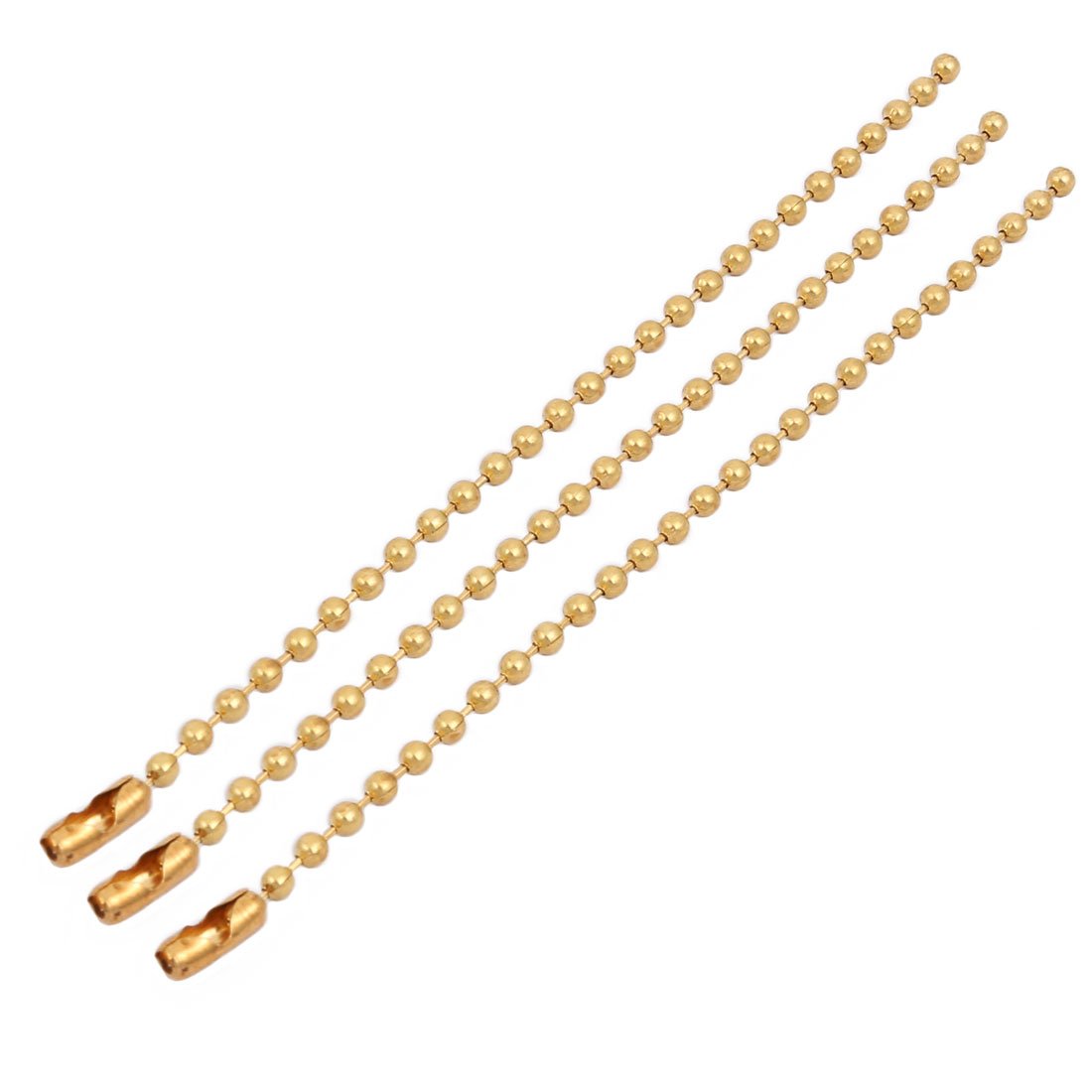 Aexit 3Pcs 2.4mm Lighting fixtures and controls Diameter Copper Beaded Connector Ball Key Chain Gold Tone 10cm Length