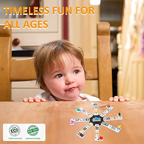 Playwus Double 12 Coloured Dot Dominoes Mexican Train Game Set With Aluminum Case, 91 Tiles 9 Trains, Scoreboard, Octagon Shape Hub #TOP1