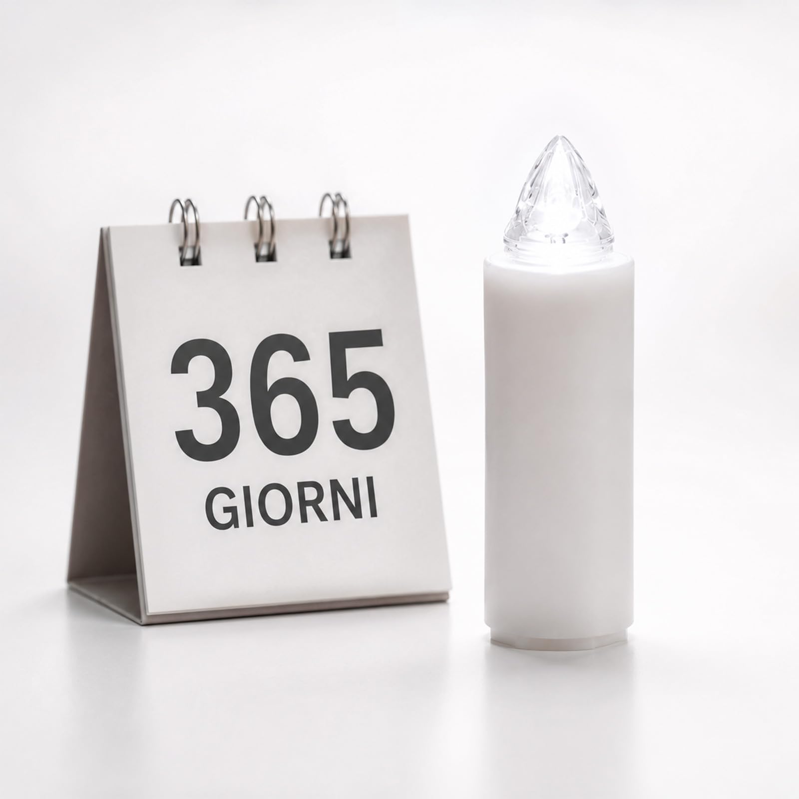 Zm Market Lumino Elettrico a Led Stilo Pacis, Durata 365 Giorni, Bianco con Luce Intermittente Bianco, dimensioni 9.5xø3 cm