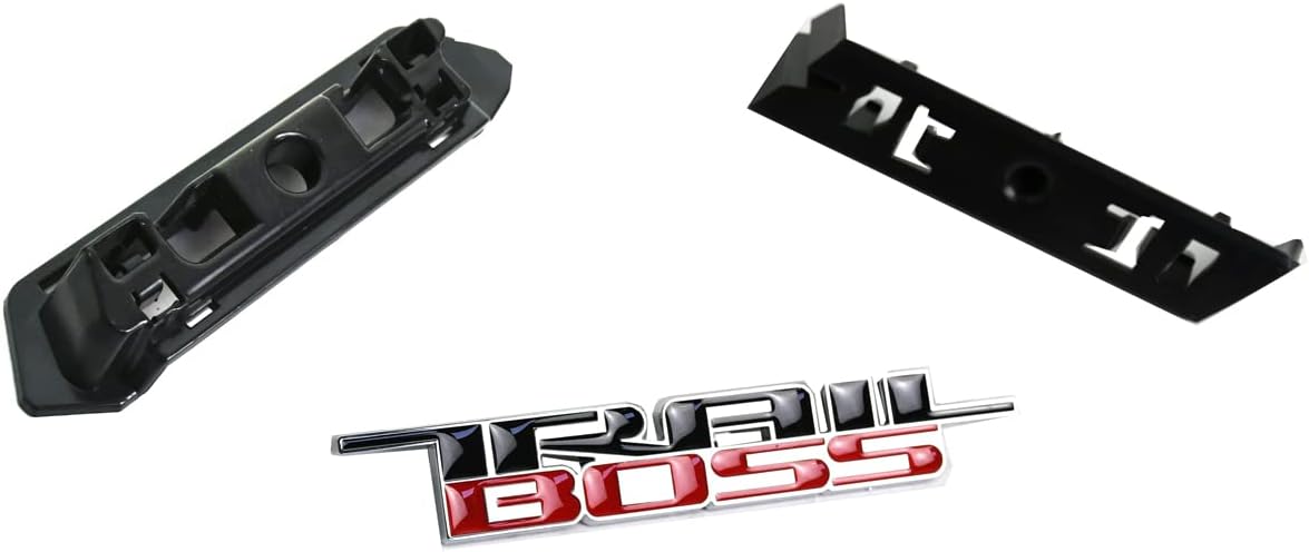 New 2019-2021 Trail Boss Grille Emblem 3D Badge Nameplate Decal Replacement for Chevy Silverado 1500 2500 HD (Black/Red)