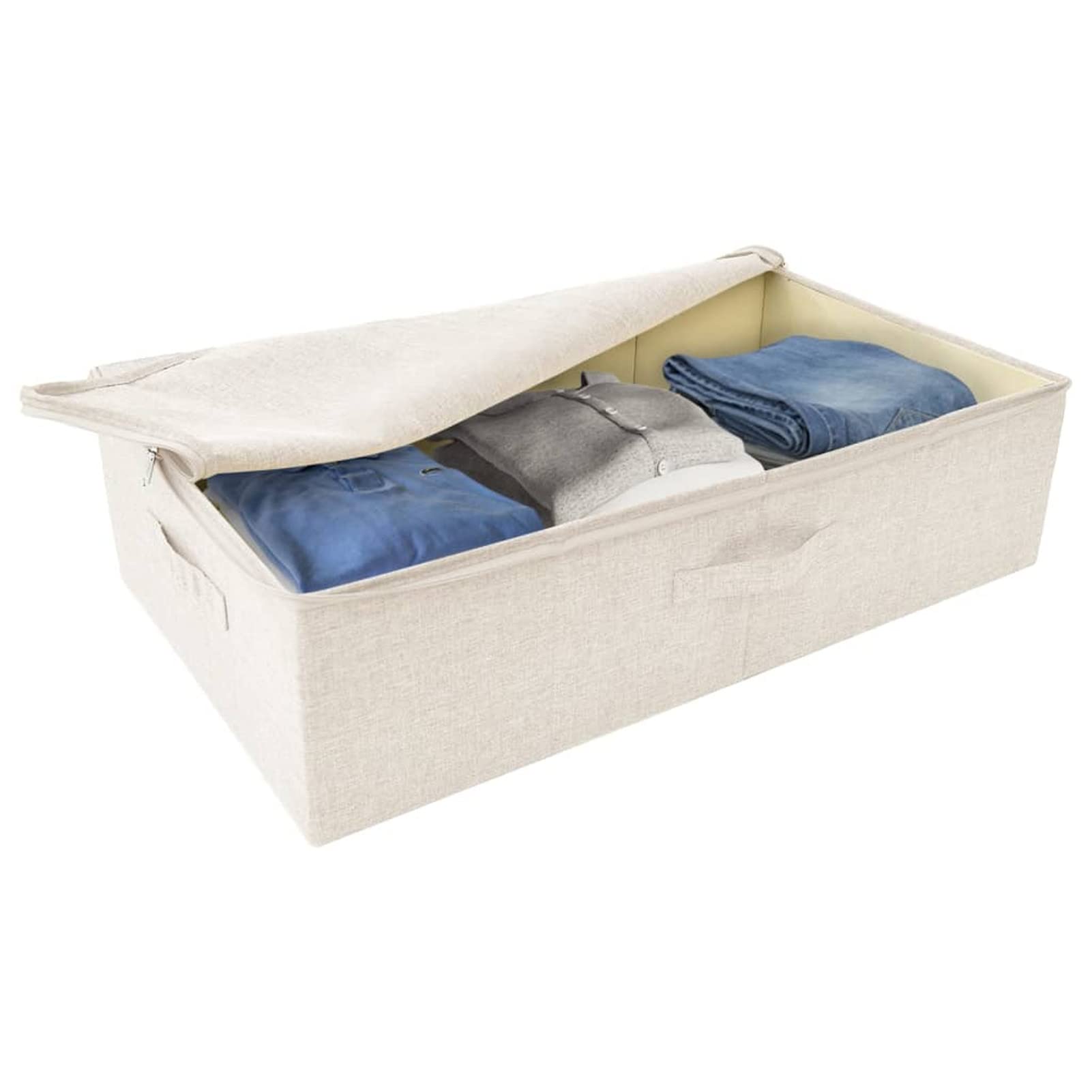 LAPOOH Aufbewahrungsboxen 2 STK Spielzeugkiste, Aufbewahrungskiste, Kleideraufbewahrung, Kleideraufbewahrung & Organisation, Stoff 70x40x18 cm Creme