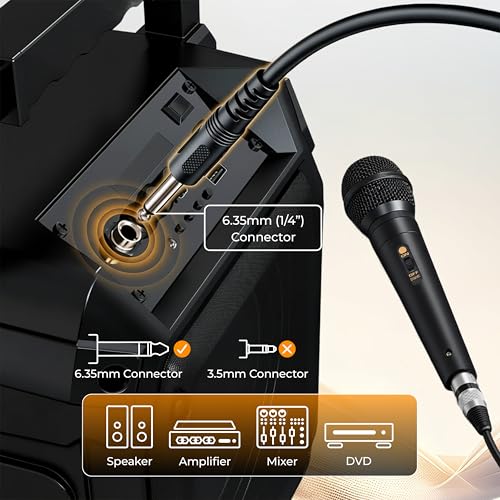 Image of FLYBALL Professional Cardioid Dynamic Wired Microphone with 6m XLR Cable | Handheld Vocal Mic for Singing, Karaoke, Stage, Studio, PA System & Live Performance (SLM 120)