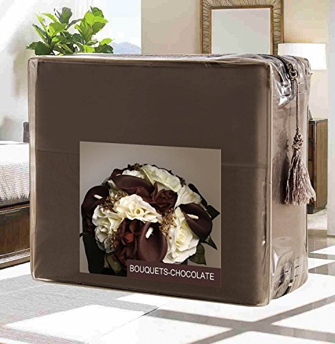 Elegant Comfort Luxury Duvet Cover Set on Amazon Wrinkle-Free 1500 Thread Count Egyptian Quality 3-Piece Duvet Cover Set - Flowers Collection Full/Queen, Chocolate