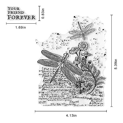 Dragonfly Your Friend Forever Words Clear Stamps for Card Making Scrapbooking Crafting DIY Decorations, Words Transparent Silicone Seal Stamps for Embossing Album Crafts