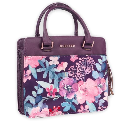 Sacoche Bible femme style portefeuille violet floral taille M