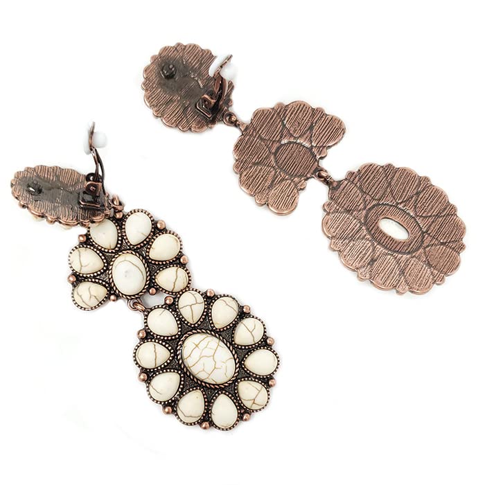 Western Flower Clip On Drop Dangling Earrings Boho3