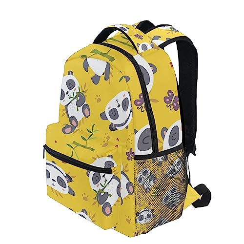 Qilmy Panda Backpack for Girls Student School Bookbag Laptop Computer Travel Daypack, Yellow3