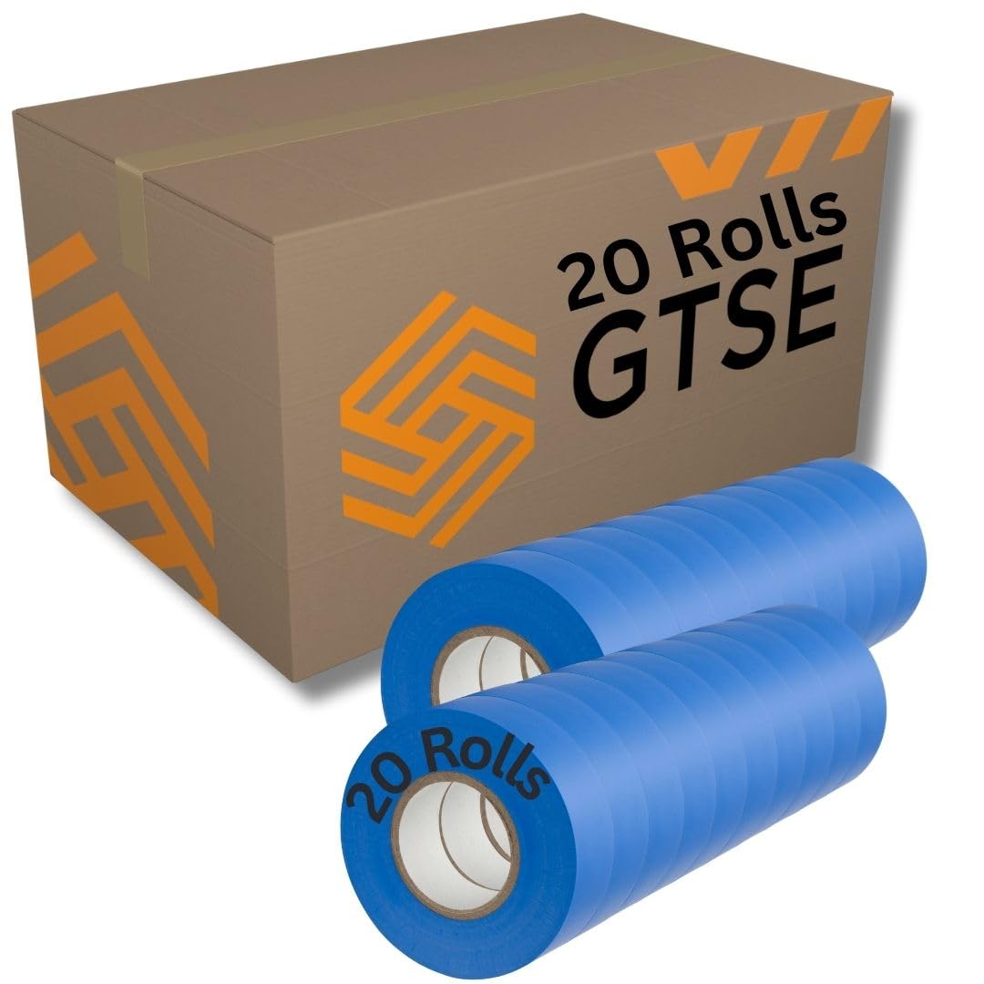 GTSE Blue Electrical Tape, 19mm x 20m, 20 Rolls of Strong Self-Adhesive PVC Insulation Tape for Insulating, Repairing and Protecting Electrical Wires