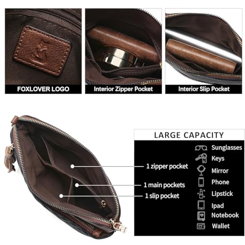 FOXLOVER Quilted Crossbody Bags for Women Vegan Leather Boho Purses Shoulder Handbags with Tassel3